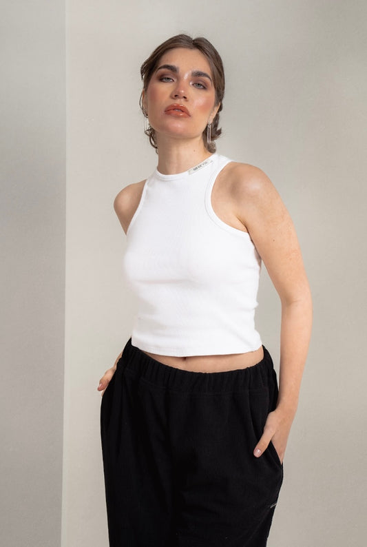 WHITE Ripped Tank Top