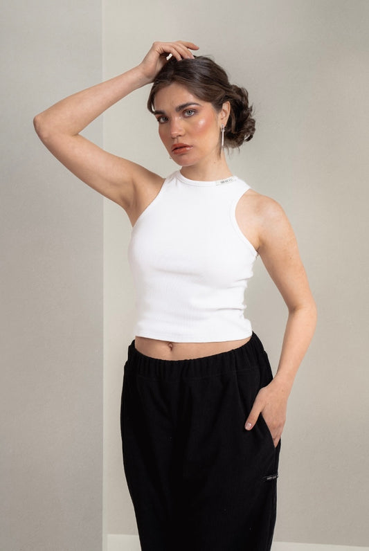 WHITE Ripped Tank Top