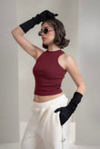 Burgundy Ripped Tank Top