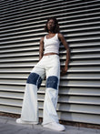 WIDE-LEG HIGH-WAIST JEANS WITH PAINTED KNEES