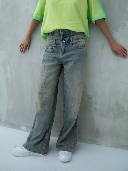 DOUBLE DENIM WASHED EFFECT